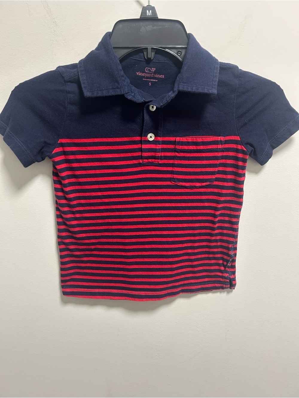 Vineyard Vines Kids Navy and Red Striped Polo